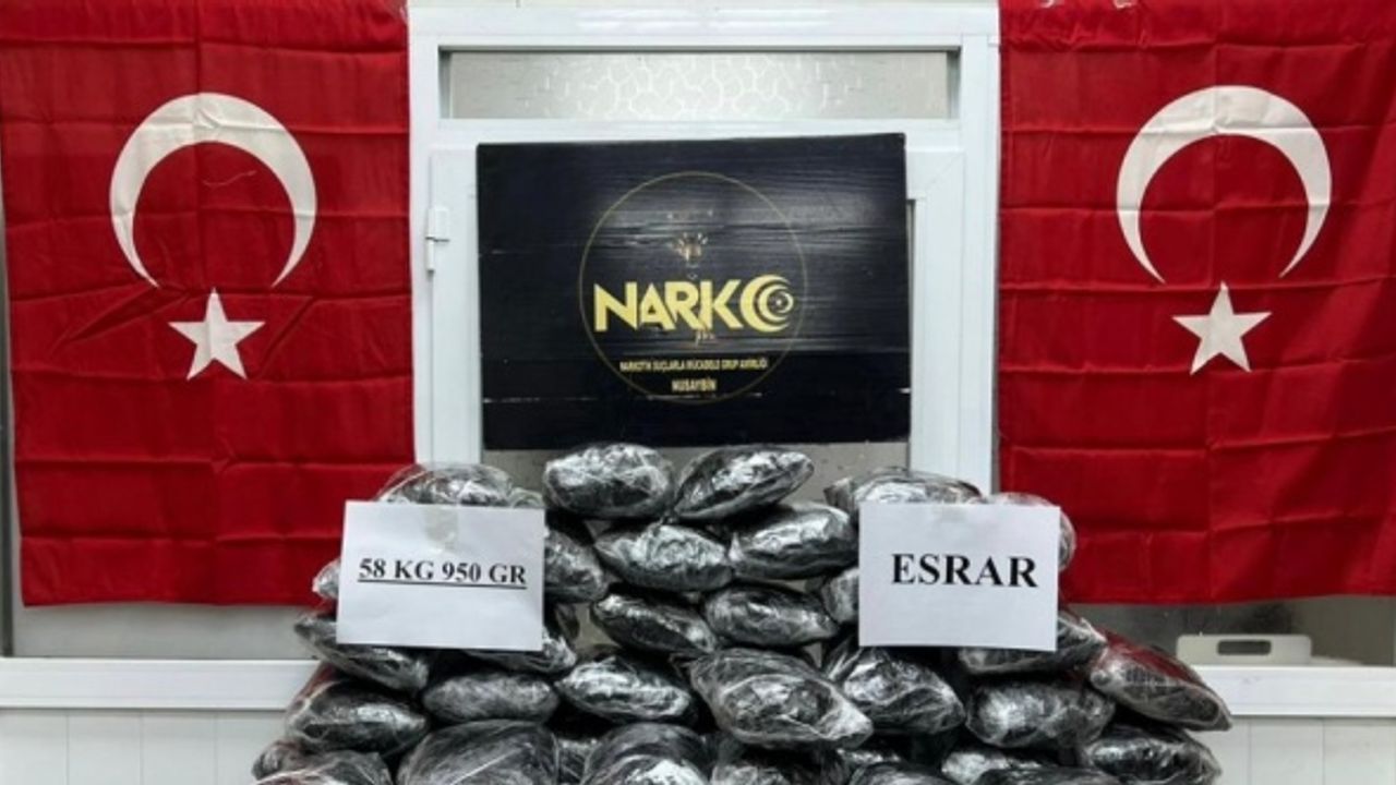 Mardin'de 58 kilo 950 gram esrar ele geçirildi