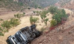 Siirt'te şarampole devrilen kamyonun sürücüsü yaralandı