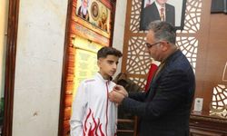 Balkan Tekvando Şampiyonu Emirhan Çelik, altınla ödüllendirildi