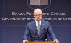 Sırbistan Başbakanı Milos Vucevic, başkent Belgrad kentinde bir basın toplantısı düzenledi.