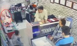 Telefon tamirhanesinde bataryanın patlama anı kameralara yansıdı