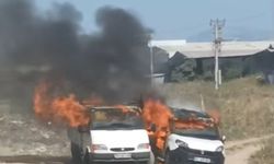 Adana'da park halindeki 2 araç yandı