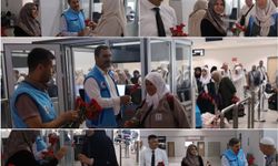 Gaziantep'te ilk hacı kafilesi güllerle karşılandı