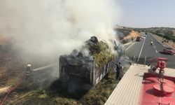 Mardin’de saman yüklü tır'da yangın: Tonlarca saman kül oldu