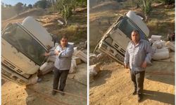 Batman'da saman yüklü kamyon devrildi: Sürücü saatlerce yardım bekledi