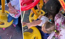  4 yaşındaki küçük kız oyun parkında ayağını oyun aletine sıkıştırdı