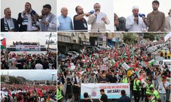 On binler "Küresel Sumud Filosu"na destek için yürüdü