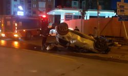 Otomobil takla atarak ters döndü: 1 yaralı