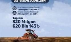 Çiftçilere 320,6 milyon liralık destekleme ödemesi yapıldı
