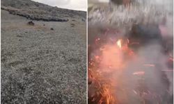 Elazığ’da çobanın yanına yıldırım düştü, o an cep telefonuna yansıdı