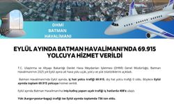Eylül ayında Batman Havalimanı'ndan yaklaşık 70 bin yolcu uçtu