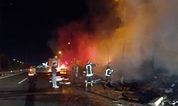 Şanlıurfa’da televizyon yüklü tır alev aldı