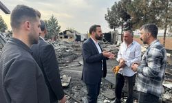 HÜDA PAR heyetinden yangın mağduru esnafa destek ziyareti