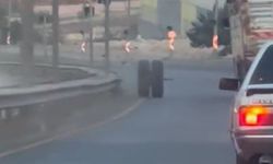 Şanlıurfa girişinde kamyonetin lastiği yola fırladı: Sürücünün dikkati olası kazayı önledi