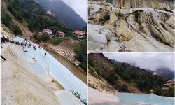 Giresun’daki Göksu Travertenleri ilgi görmeye devam ediyor