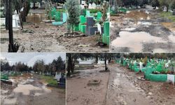 Diyarbakır’da Yeniköy Mezarlığı çamur deryasına döndü