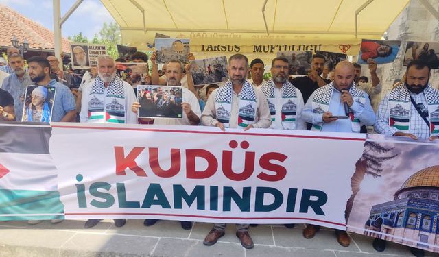 Tarsus'ta, Gazze'de yaşanan mezalime karşı basın açıklaması düzenlendi