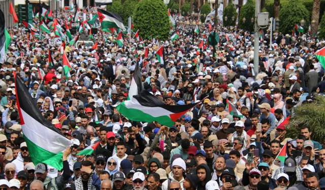 Fas'ta Gazze ablukasına karşı dayanışma eylemi