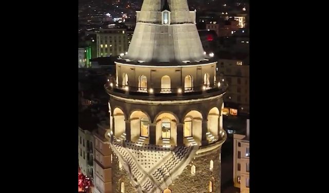 Galata Kulesi’ne Filistin kefiyesi asıldı