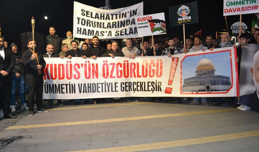 Bursa'dan Gazze için kitlesel yürüyüş: Vadedilmiş topraklara gömüleceksiniz!