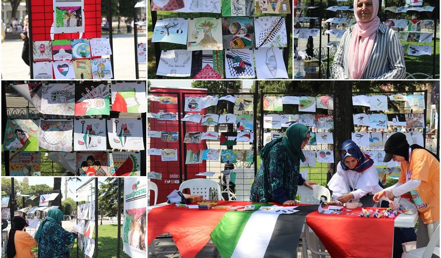 İstanbul'da "Gazze’nin Sesi Ol Zulmü Postala" resim sergisi