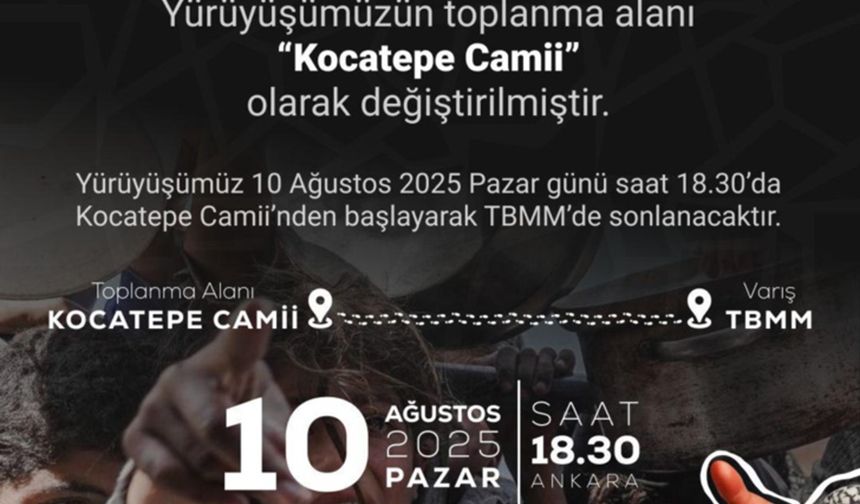 “Anadolu’dan Meclis’e, Meclis’ten Gazze’ye İnsani Koridor” yürüyüşünün güzergahı değişti
