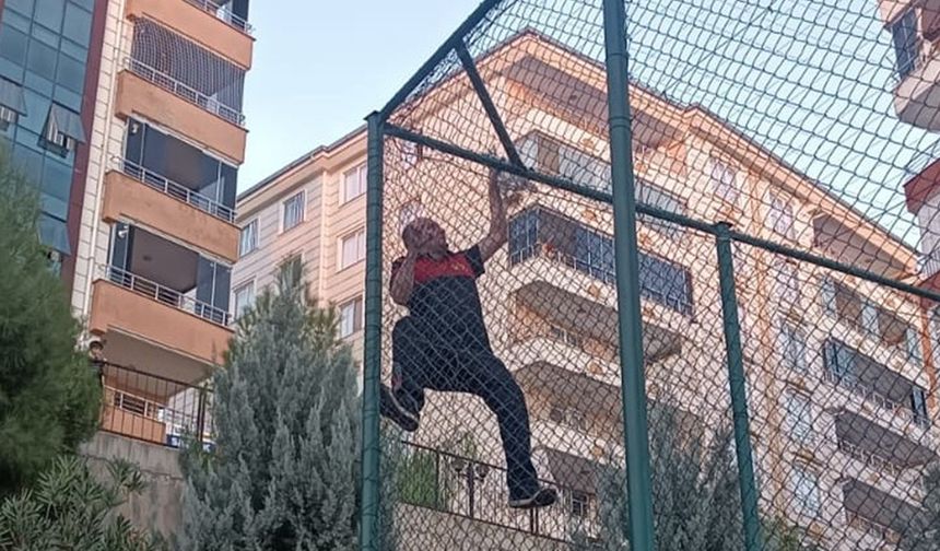 Teller arasında mahsur kalan yavru kedi itfaiye ekiplerince kurtarıldı