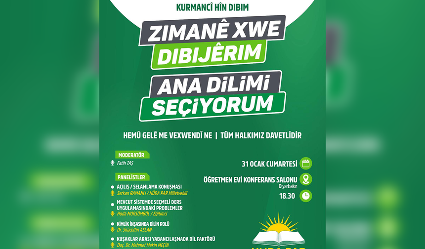 HÜDA PAR Diyarbakır'da "Ana Dilimi Seçiyorum" Paneli düzenleyecek